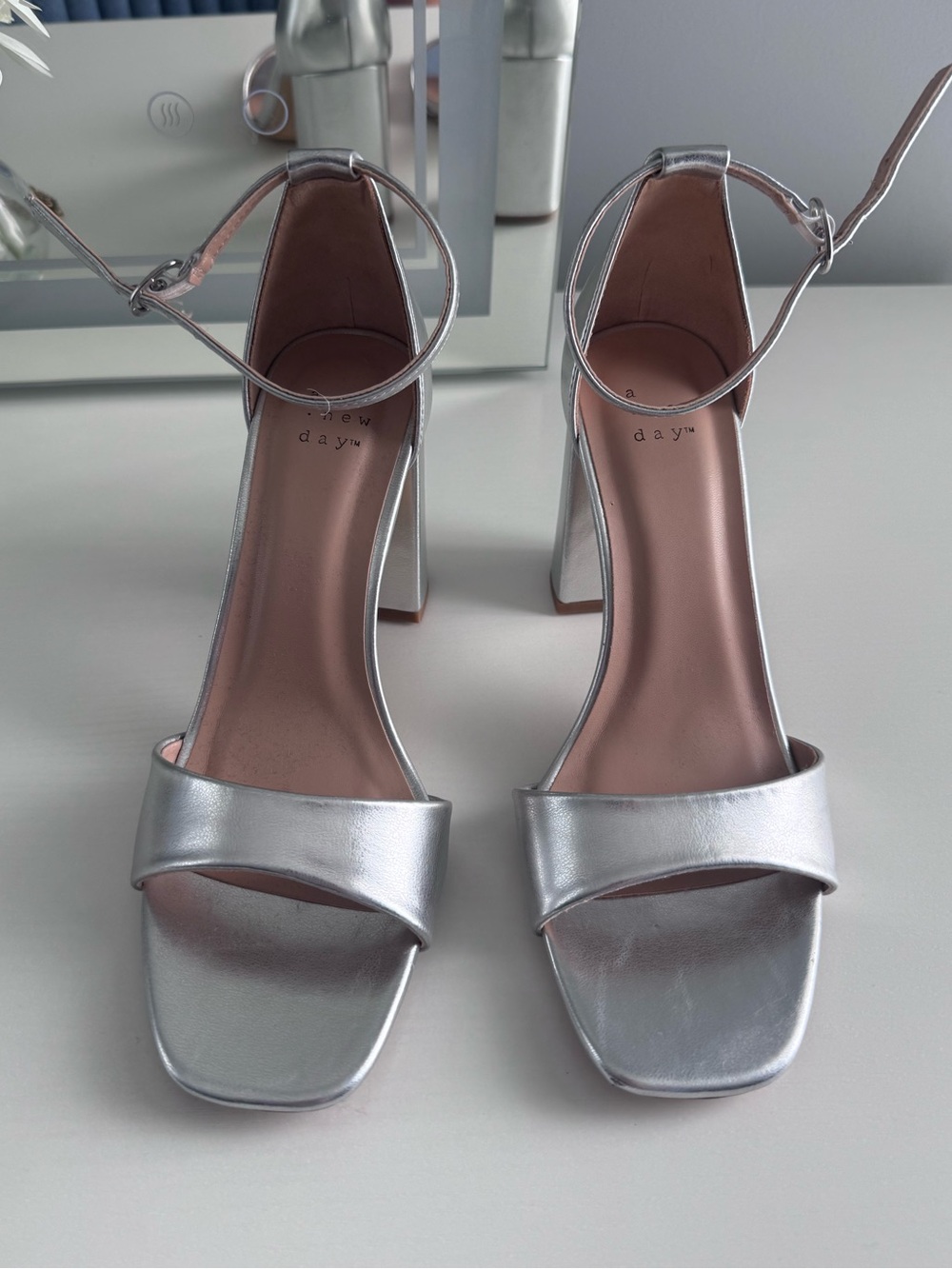 a new day Silver Ankle-Strap Block Heels